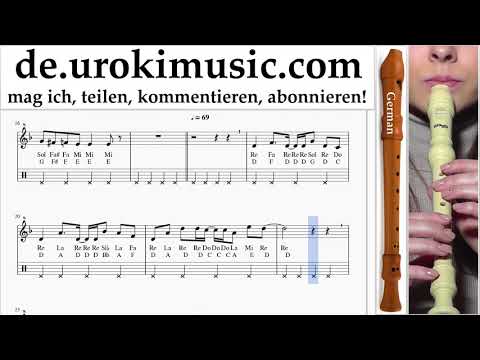 Blockflötenunterricht G. Axel F - Crazy Frog Noten Lernen um-i995