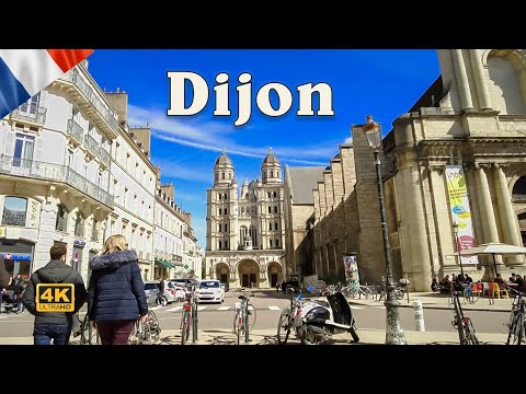 Dijon, France  -  Walking in  the city center - 4K UHD Walking Tour