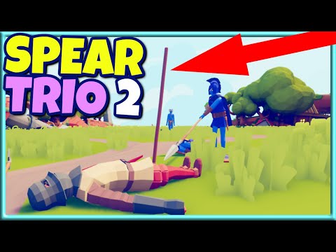 Spear Trio 2! Hoplite+Sarissa+ Spear Thrower vs Every Unit 3v1 - TABS Gameplay Unit Creator Update