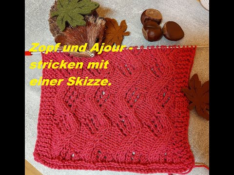 748**Cable and lace - knitting with a sketch.*Handcraft tutorial