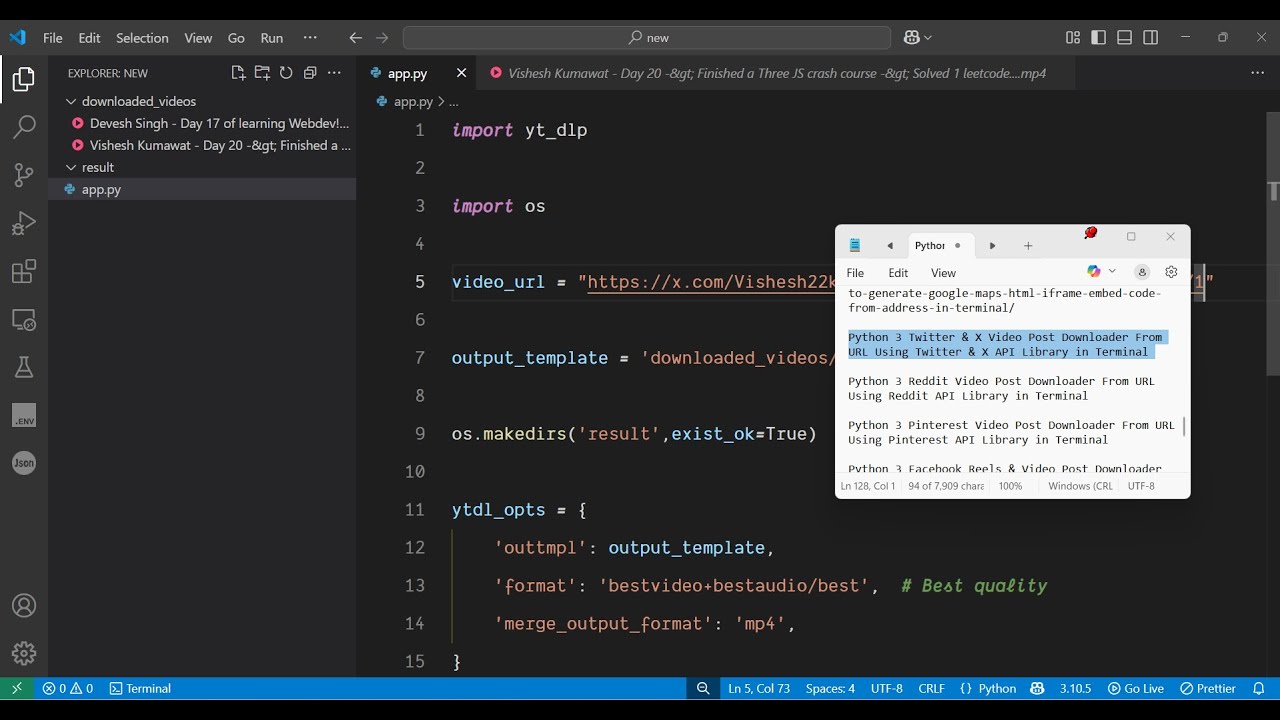 Python 3 Twitter & X Video Post Downloader From URL Using Twitter & X API Library in Terminal