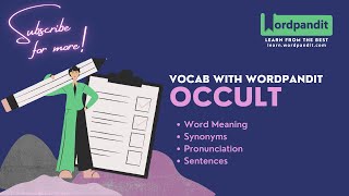Occult Meaning | Synonyms | Sentence | Pronunciation | Easy Trick || Vocab with Wordpandit