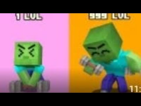 Monster School: MUSTLE RUSH RUN CHALLENGE - Baby Zombie Lv.1 - Lv.999 | Minecraft Animation 