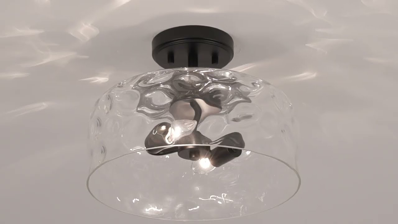 Video 1 Watch A Video About the Possini Euro Luther Matte Black 2 Light Ceiling Light