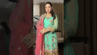 Cyan Hand Embroidered Sharara - Video 1