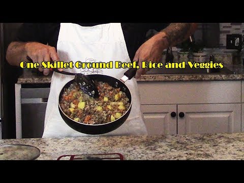 One Skillet Ground Beef Rice and Veggies