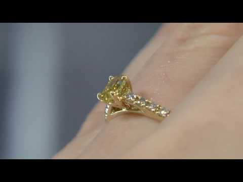 00621-SD041-Oval Cut Fancy yellow Diamond Side Stone Engagement Ring