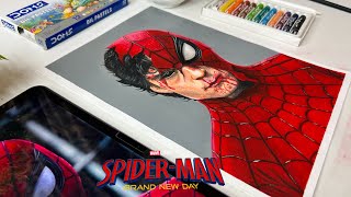 Spider-Man Brand New Day Drawing, How to Draw Spider-Man with Oil Pastel, Oil Pastel Drawing