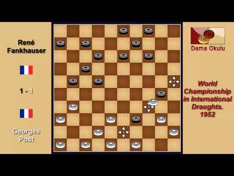 Georges Post (FRA) - René Fankhauser (FRA). Draughts World Championship. 1952.