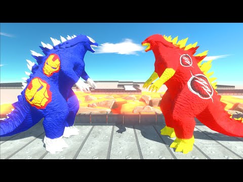 Blue Ironman Godzilla 2014 VS Flash Godzilla 2014 Lava Death Run - ARBS