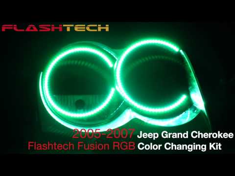 FLASHTECH LIGHTING Jeep Grand Cherokee V.3 Fusion Color Change halo headlight kit (2005-2010)