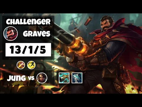 Graves vs Nidalee KOREAN Challenger JUNGLE (13/1/5) - v11.18