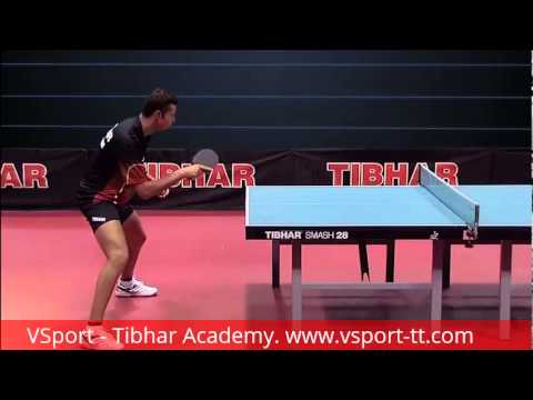 Vladimir Samsonov table tennis forehand block. (VSport - Tibhar Academy)
