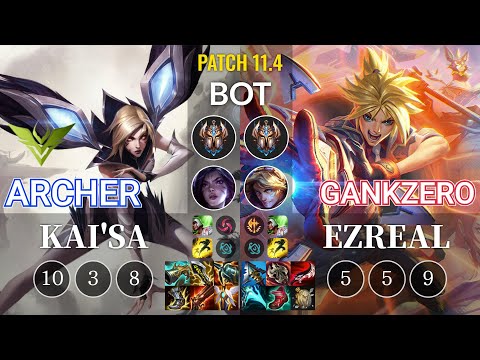 V3 Archer Kai'Sa vs GankZero Ezreal Bot - KR Patch 11.4
