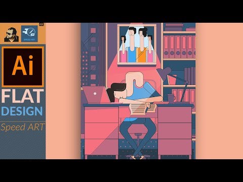 Flat Design Vector Illustration in Adobe illustrator CC  | Speed Art