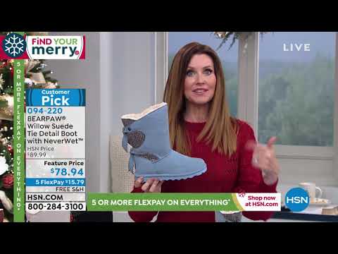 BEARPAW Willow Suede Tie Detail Boot with NeverWet