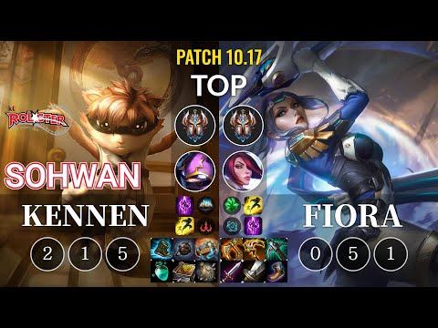 KT SoHwan Kennen vs Fiora Top - KR Patch 10.17