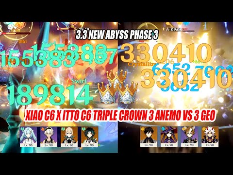 3.3 New Abyss Phase 3 - Xiao C6 x Itto C6 Triple Crown 3 Anemo vs 3 Geo Satisfying Speed Run