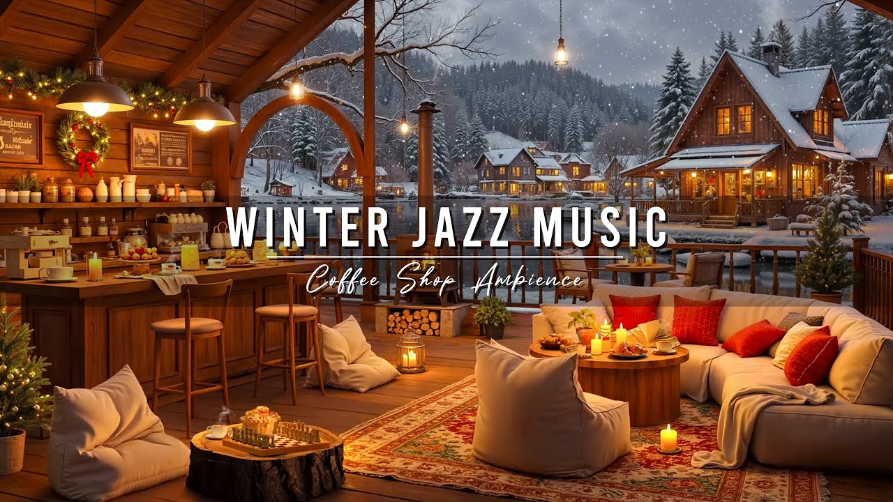 Cozy Winter Coffee Shop Ambience with Jazz Relaxing Music for Work ⛄ Smooth Jazz Instrumental Music