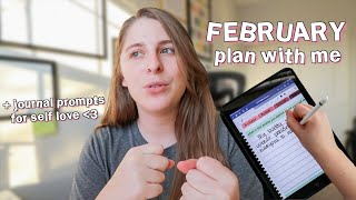 Focusing on ME + SELF LOVE this Valentine's Day | February 2022 Plan With Me | Digital Plan With Me