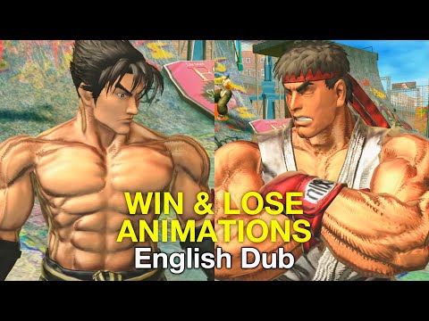 Street Fighter x Tekken - All Characters Intros / Win & Lose Animations (4K) (No Music) English Dub 