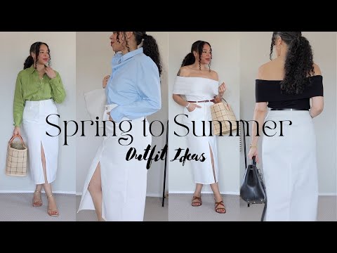 Spring to Summer outfit ideas|How to style a white denim skirt