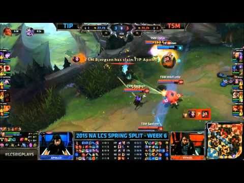 TSM 5 Man Toplane Collapse Gank - TIP vs TSM Game 2 (NA LCS Spring 2015)