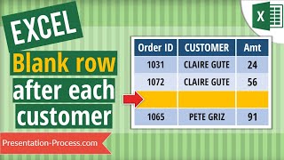 How to insert blank row after each customer in Excel (Creative Idea)