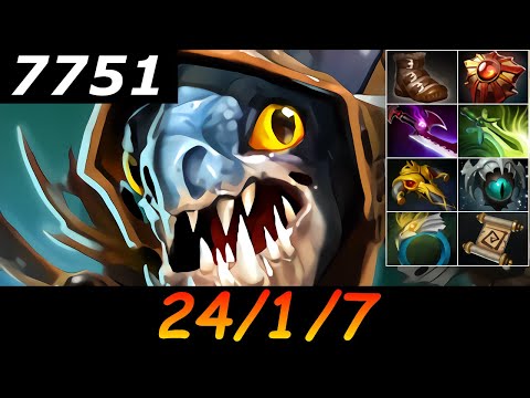 Dota 2 Slark 7751 MMR 24/1/7 (Kills/Deaths/Assists) Ranked Full Gameplay