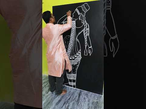 How to Draw Classical Dance Pose ✍️ | White Chalk Art #shorts #art #dance #shortvideo #drawing