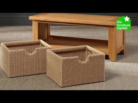 Cheshire Oak Hall Shoe Bench with 2 Storage Baskets
