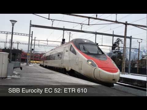 SBB CFF FFS Eurocity EC 52 (Milano Centrale - Basel SBB) in Thun (ETR 610) with Announcement