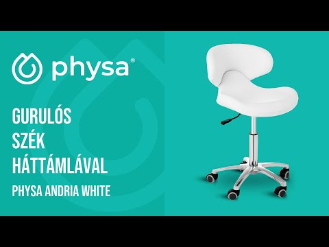 Videó - Gurulós szék háttámlával - 450- 590 mm - 150 kg - Fehér