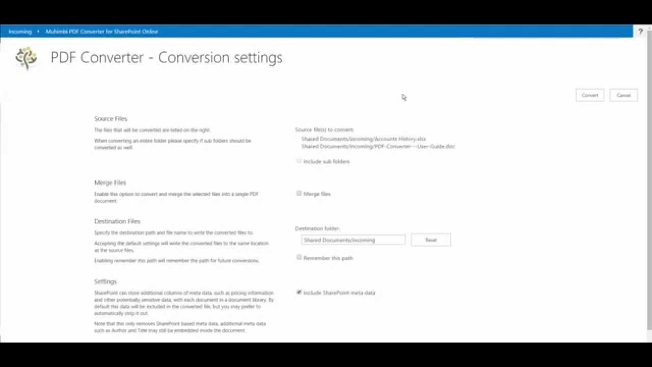 SharePoint Online / O365 PDF File Merge Demo