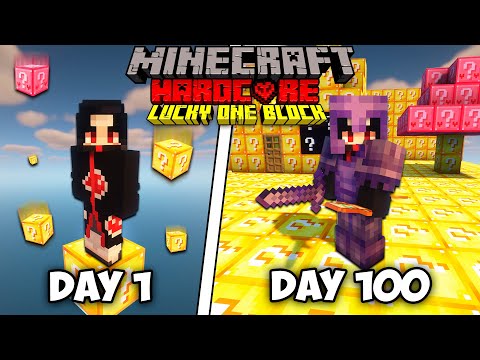 LupRay - Minecraft - I Survived 100 Days on ONE LUCKY BLOCK in Hardcore Minecraft...