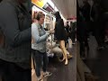 Bum fights mannequin on train