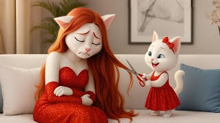 Mischievous little cat cut mom’s hair 😭✂️… then gave her a new look! 💇🏻‍♀️😭 #sehar #cat