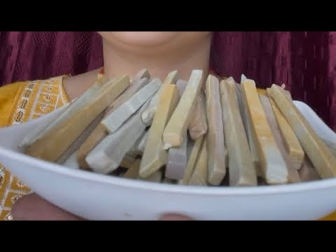 Crunchy wet slate pencil eating crunch swallow hina entertainment vlogs