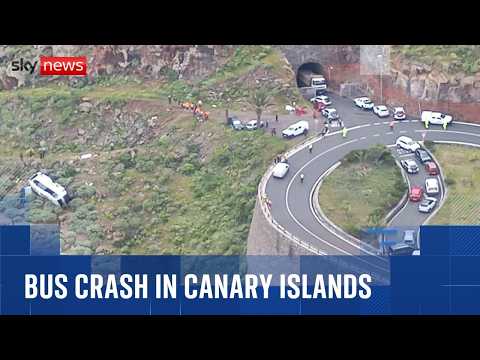 At least one dead and over 20 in hospital after bus carrying Britons crashes in the Canary Islands