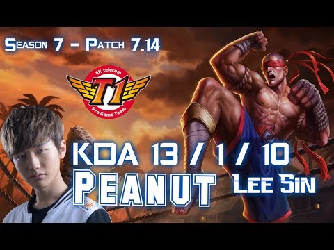 SKT T1 Peanut LEE SIN vs ZAC jungle - Patch 7.14 KR Ranked