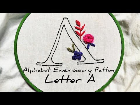 Alphabet embroidery patten | Letter A | Flower embroidery |#youtubevideo#handembrodairy#subscribe