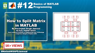 How to Split Matrix in MATLAB #12 | Module 1 | Basics of MATLAB Programming