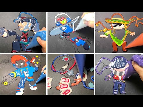 Brawl stars Pancake art Challenge-Gunslinger Colt, Misfortune Tara, Quickdraw Edgar