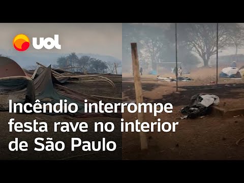 Incêndio interrompe rave Anacã em Altinópolis, interior de SP, e gera pânico; vídeos mostram local