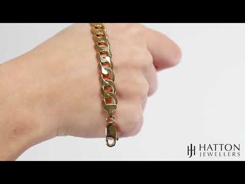 9ct Yellow Gold Italian Classic Curb bracelet - 9.5mm - 8" - Gents