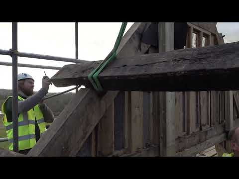 Orleton Manor roof removal - the biggest purlin finished (8)