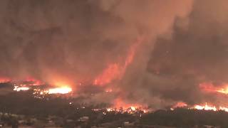 Fire tornado aerial footage from Carr Fire in Northern California