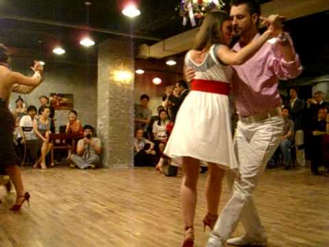  Stella Missé,    Javier Rodriguez,    Fabian Peralta,    Virginia Pandolfi,    Carolina Bonaventura,    and  Francisco Forquera  are  dancing  to  the  tango  "  El Puntazo  "