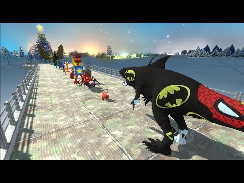 KING SHARK BATMAN VS GHIDORAH LAVA DEATH FALL  - Animal Revolt Battle Simulator