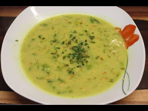 Leek - soup with fresh cream & soy cutlets - easy & fast :-) ( vegan)